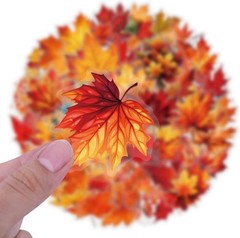 40pc Autumn Fall Foliage Sticker Pack PET Leaves Ephemera Journal Scrapbook