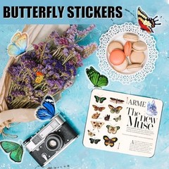 Butterfly Stickers(635 Pcs, 48 Sheets), Flower Stickers for Scrapbooking, Journa