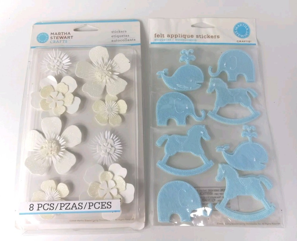 New Martha Stewart Craft Lot Of 2 Baby Applique And Floral 3D Stickers Scrapbook