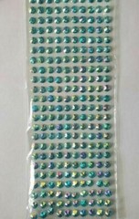 CraftbuddyUS 240 pcs x 8 mm Self Adhesive Faceted Round Gems,Color-AB LIGHT BLUE
