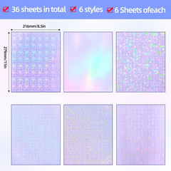 36 Sheets Holographic Sticker Paper, Clear Vinyl Lamination Sticker Film Self Ad