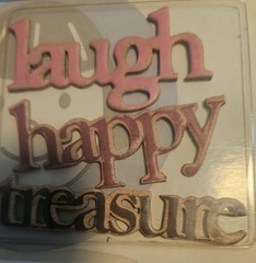 Li’l Davis Designs Vintage Wood Small Words LAUGH HAPPY TREASURE