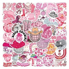 55pc Pink Western Disco Cowgirl Sticker Pack Decal Laptop, Scrapbook, DIY Craft