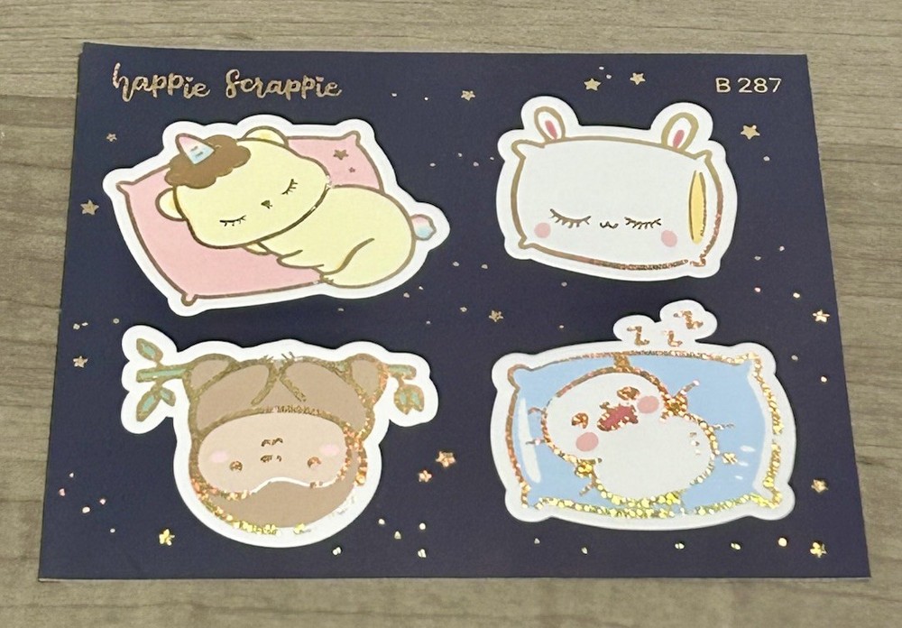 NEW Happie Scrappie Critters Nap Time Sticker Sheet (4) Stickers