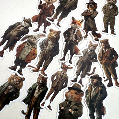English Gentleman Animal Stickers Junk Journal Collage Scrapbooking
