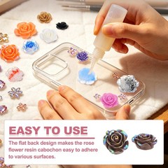 20mm Resin Rose Flatback Charms, 60 Pcs Cabochon Embellishment, Shiny Dark Brown