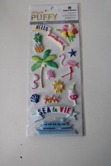 Paper House Sticky Pix Puffy 14PC Hello Sunshine Flower Shells Tree Scrapbooking