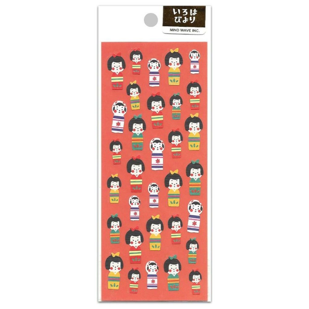 CUTE KOKESHI DOLL STICKERS Classic Japanese Icon Paper Sticker Sheet Kawaii NEW