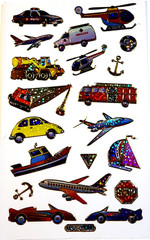Transportation Stickers Gold Foil Trim Scrapbooking Travel Police Fire boat NEW