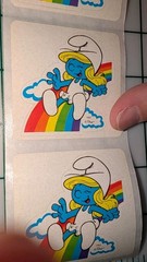 Vintage Stickers The Smurfs Smurfette Lot Of Three Stickers(Age Discoloration)