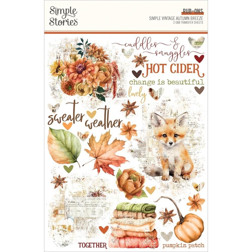 SS Rub-on Stickers Autumn Breeze Fall Leaves Sweater Weather Fox Pumpkins Cozy