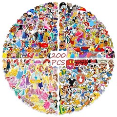 200Pcs Princess Stickers Pack – Cute Cartoon Decals for Kids, Teens & Adults – W