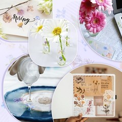 160Pcs Natural Flower Stickers for Scrapbooking,SelfAdhesive Transparent Flow…