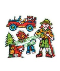 HAMBLY STUDIOS PRISMATIC STICKERS PARK RANGER BEAR RACCOON VINTAGE RARE RETIRED