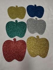 arts & crafts FOAM STICKER SHAPES 6 count glitter APPLES
