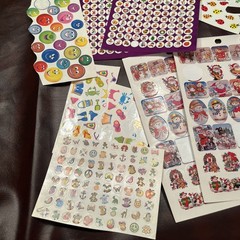 Large Lot of Stickers Many Vintage School Grading Highlights Incomplete Sheets