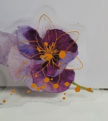 Purple Floral stickers – 30 stickers – 2 ea of 15 images with gold accents