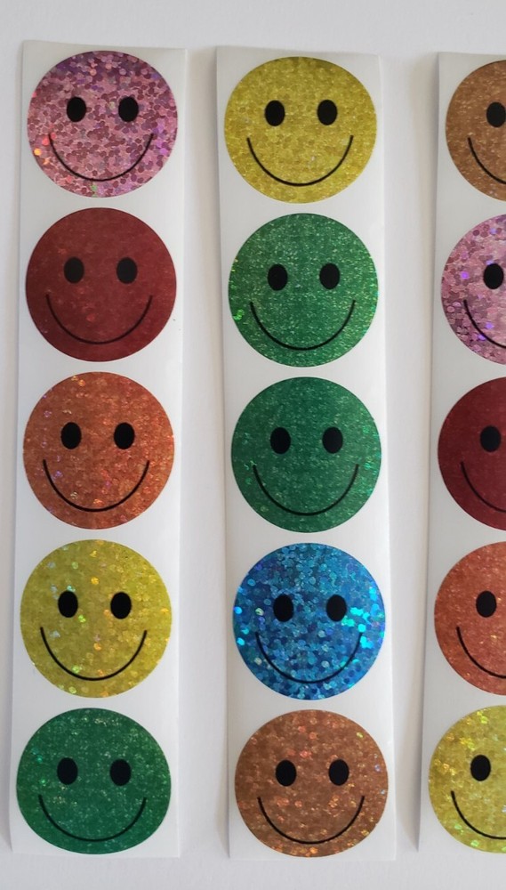 20 Holographic Happy Face Stickers/Reward Stickers/Smiley Face Stickers