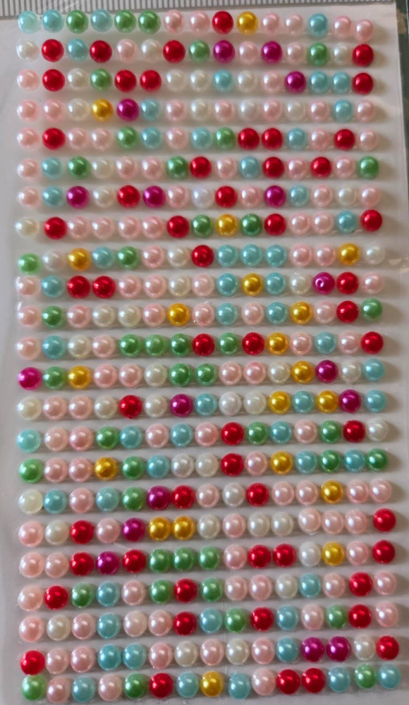 CraftbuddyUS 345 pcs x 5mm (23 Stripes) Self Adhesive MIXED Pearl Round Gems
