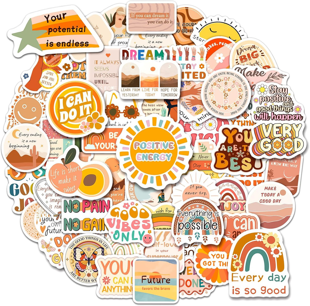 200 PCS Vintage Motivational Stickers, Boho Inspirational Stickers for Scrapbook