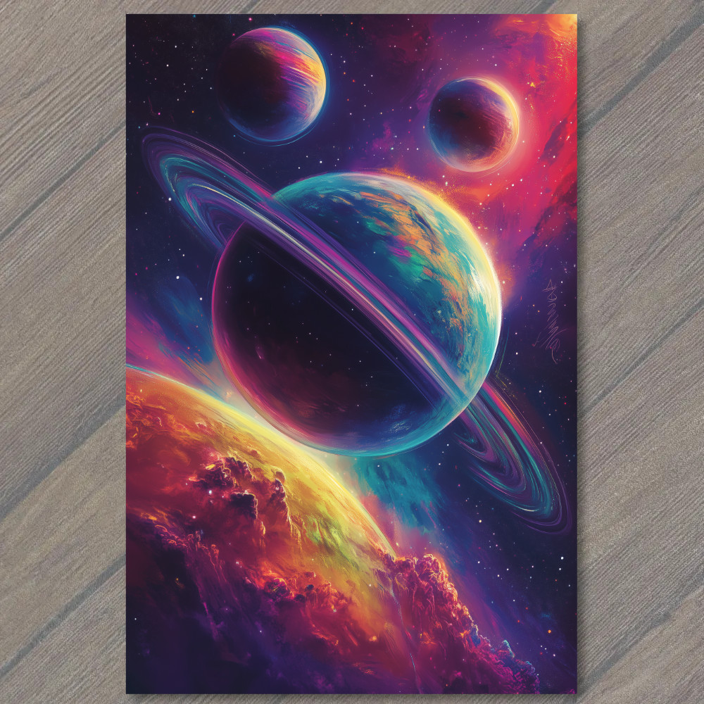 STICKER Saturn Planet Fantasy Neon Space Galaxy Clouds Cosmic Orbit Sky