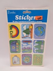 VTG Vintage Eureka Paper Magic Group 36 Stickers Pack Recycle Love Earth Day