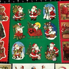 Vintage Sticker Lot Christmas Santa 6 Sheets AGC, Gibson, Hallmark, etc lot 2