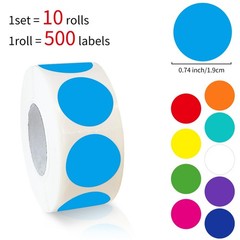 5000 PCS 3/4″ Colored Dot Stickers Round Color Coding Labels, 10 Assorted Col…