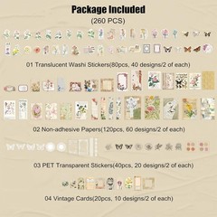 260PCS Vintage Journaling Scrapbooking Supplies Scrapbook Sticker Paper Ephem…