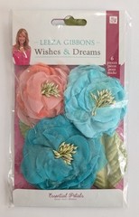 Prima Marketing Leeza Gibbons Wishful Thinking Aqua & Pink Fabric Flowers