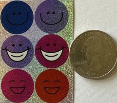 PRISMATIC SMILEY FACE Stickers(18pc)Rainbow•Colorful •Happy•Laughing•Card Making