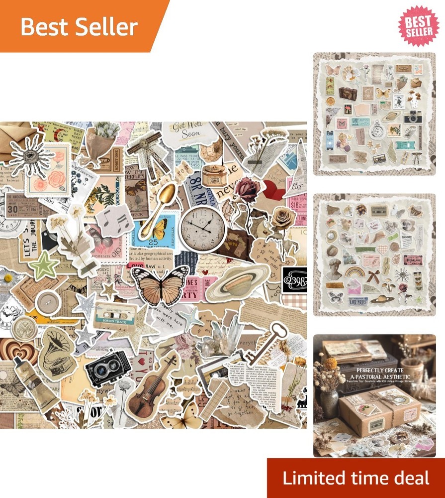 300 Pcs Vintage Stickers, Junk Journal Supplies, Cute Stickers for Journaling Su