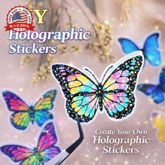 36 Sheets Holographic Sticker Paper Holographic Clear Vinyl Self Adhesive Waterp