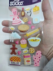 Sticko Stickers BAKING Apron, Mixer, Rolling Pin Pie Flour Cupcake 23 Pieces