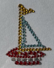 SAILBOAT Rhinestone Accent Sticker(1pc)Mary Engelbreit•Ocean•Boat •Flag•Water•
