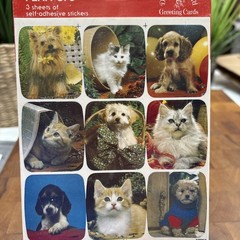 VTG STICKERS NOS Puppy & Kitten 3 Sticker Sheets Drawing Board Greeting Cards