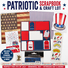 Patriotic Scrapbook Paper Craft Lot 12×12 July 4th USA Layout Stickers Embellish