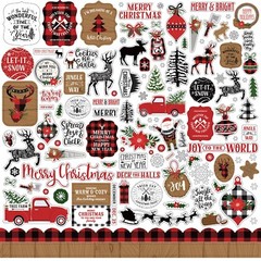 (1) 12×12 Sheet of Echo Park Paper A LUMBERJACK CHRISTMAS Scrapbook Stickers