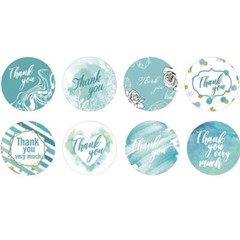 NEW T Stickers 1″ Thank You 500ct Blue (8 Designs) Labels