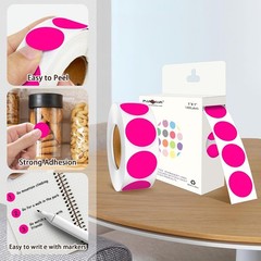 Fluorescent Pink Color-Code Dot Stickers, 10000 Labels