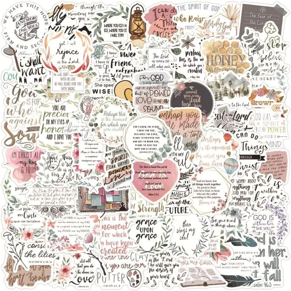 100 PCS Inspirational Christian Stickers, Bible Journaling Supplies, Bible Verse