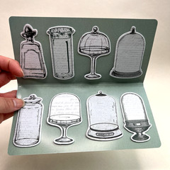 Vintage Style Bottles Glass Dome Sticky Notes Junk Journal Collage Scrapbook