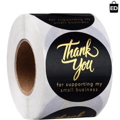 500 Count Black & Gold Foil Stickers – Durable & Stylish for Packaging & Gifts