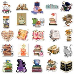 50pcs Book Lover Vinyl Stickers, Love Books, Book Worm, Reading, 025