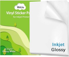 8.5″x11″ Waterproof Vinyl Sticker Paper – 21 Glossy Self-Adhesive Sheets