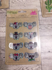 Dimensional foil stickers. 4 packs. 3-D Koala bears, bunny rabbits, pigs, cactus