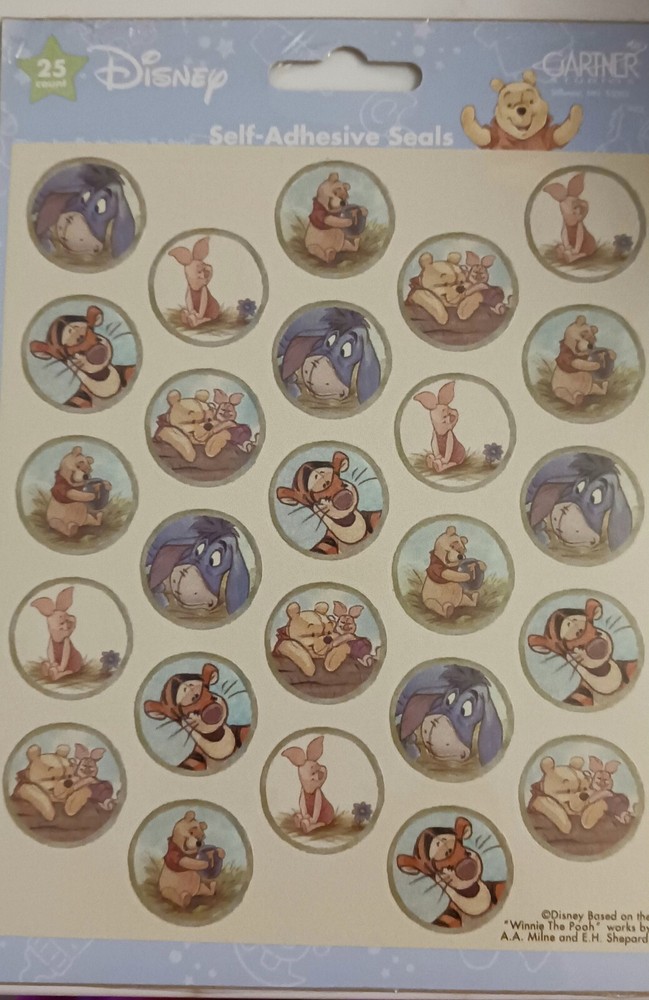 Vintage Disney 25 Pcs Winnie the Pooh Piglet Eeyore Tigger Stickers Seals