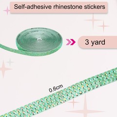 Self Adhesive Rhinestone Strips 3 Yards 0.24 Inch for Craft,Dark Green AB
