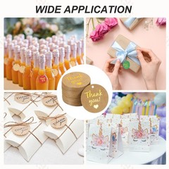 100 Pcs 1.6 Inch Thank You Gift Tags Round Paper Labels with String Brown