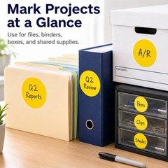 3″ Yellow Round Dot Stickers – Write-On Semi-Gloss Labels for Inventory, Color C